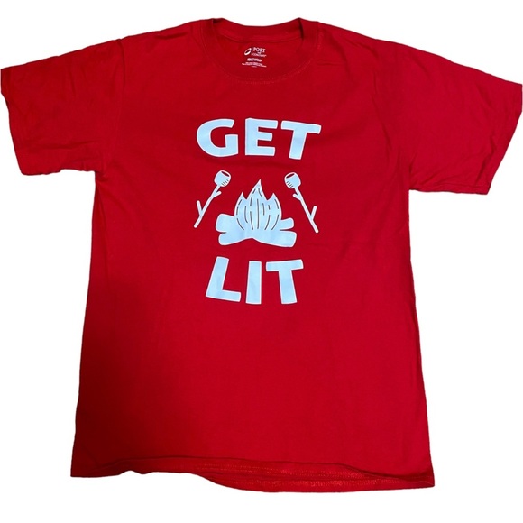 "GET LIT" Red T-Shirt Campfire Adult SM - Picture 2 of 7